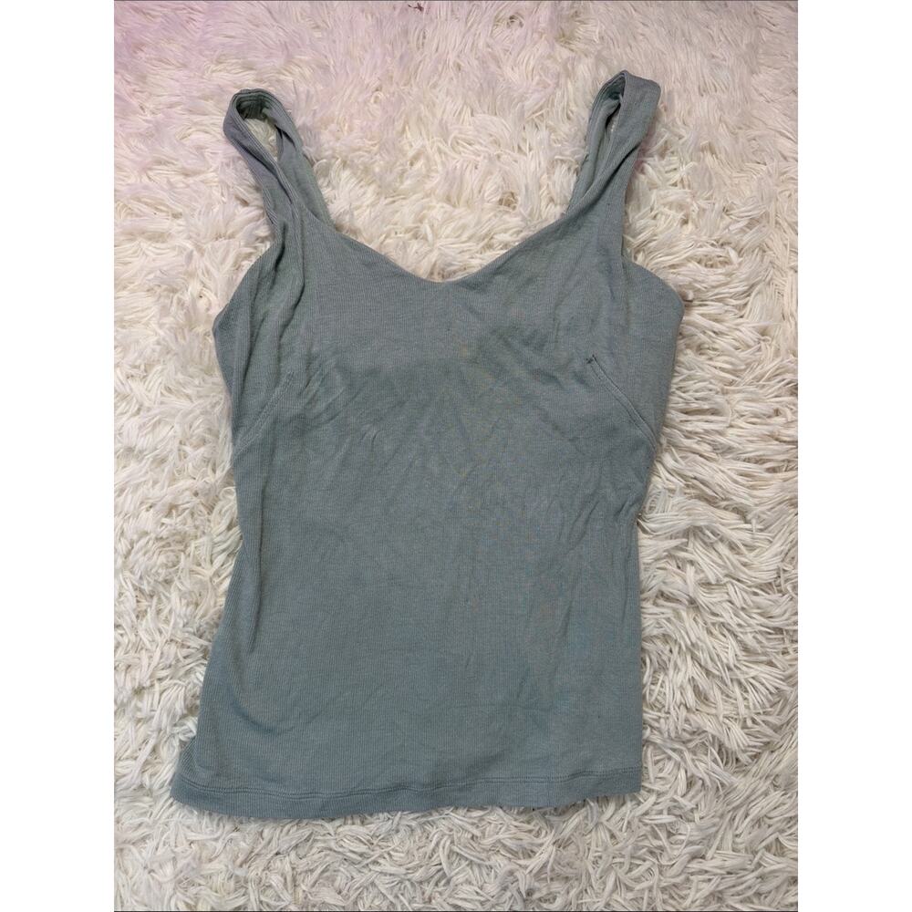 Lululemon Ribbed Micro-Modal Tank Top Silver Blue - Picture 2 of 5